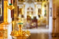 Orthodox or Christian Church inside with beautiful candles and interior