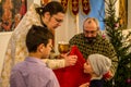 Orthodox Christmas service 7 January 2016 at the Church of the Kaluga region in Russia.