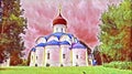 Photographic art picture of orthodox church of The Alexandrov Kremlin