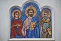Closeup photo with icon made in the Orthodox church - Jesus Christ, Maria, Saints Royalty Free Stock Photo