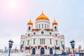 Orthodox Church of Christ the Saviour in Moscow Russia on a winter day Royalty Free Stock Photo