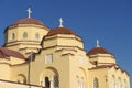 Orthodox church domes, Kamari, Santorini, Greece.