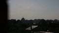 Orthodox church in the evening view from the window