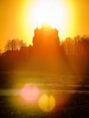 Orthodox Church in honor of Saint George in the Kaluga region (Russia) at sunset. Royalty Free Stock Photo