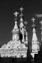 Orthodox church in Moscow, black and white photo. Royalty Free Stock Photo