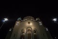Saint Sava Cathedral Temple Hram Svetog Save in the evening seen fron the outside.