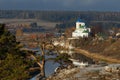 Orthodox church, russian church, first snow in village, building