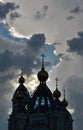 Orthodox churchÃ¢â¬â¢s silhouette on a background of cloudy sky
