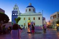Orthodox church square in Oia town Santorini Greece