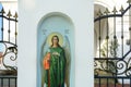 Fresco of the holy Archangel Gabriel. Church of St. Nicholas the Wonderworker in the town of Postavy, Vitebsk region. Belarus