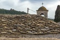 Orthodox church with stone roof in village of Theologos, Thassos island, Greece Royalty Free Stock Photo