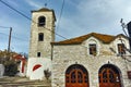 Orthodox church with stone roof in village of Theologos,Thassos island, Greece Royalty Free Stock Photo