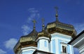 Orthodox church with three golden domes Royalty Free Stock Photo