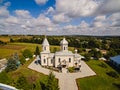 Orthodox church in the Ukrainian village. Aerial view Royalty Free Stock Photo