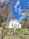 Orthodox church village Bulgaria metal fence cross