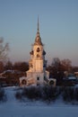 Orthodox church at winter evening, Vologda, Russia