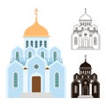 Orthodox churches vector icons. Religion buildings isolated on white background Royalty Free Stock Photo