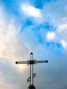 Orthodox cross on the background of cloudy sky Royalty Free Stock Photo