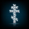 Orthodox cross diamonds vector Royalty Free Stock Photo