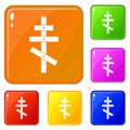 Orthodox cross icons set vector color Royalty Free Stock Photo