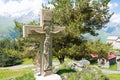 Orthodox cross at St. Elias the Prophet Church in Kazbegi, Mtskheta-Mtianeti, Georgia Royalty Free Stock Photo