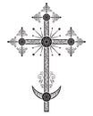 Orthodox crucifix, one of the variations, usually is installed on the church dome. Royalty Free Stock Photo