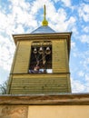 Orthodox divine service near the temple in the Kaluga region in Russia (2014).