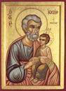 Orthodox icon of the Byzantine style Saint Joseph Royalty Free Stock Photo