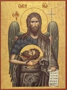 Orthodox icon of the Byzantine style St. John the Baptist Royalty Free Stock Photo