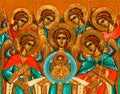 Byzantine Style Orthodox Icon, Synaxis of the Holy Archangels Detail Royalty Free Stock Photo