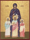 Orthodox icon Faith, Hope, Love and their mother Sophia