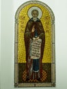 The Orthodox icon is a fresco on the wall of a Russian Orthodox Church. Royalty Free Stock Photo