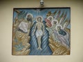 The Orthodox icon is a fresco on the wall of a Russian Orthodox Church. Royalty Free Stock Photo