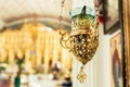 Orthodox icon lamp. Church attribute. Lampstand Church. Christianity and faith. Religious temple. Prayer and penance Royalty Free Stock Photo