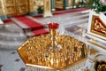 Orthodox icon lamp. Church oil. Church attribute. Royalty Free Stock Photo