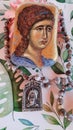 Orthodox icon cros Painted stone Archangel Gabriel Prayer rope