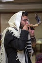 Orthodox blow the shofar Royalty Free Stock Photo