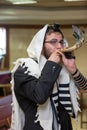 Orthodox blow the shofar