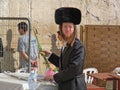 An Orthodox in Shtreimel at The Western Wall, Wailing Wall or Kotel, Jerusalem, Israel