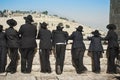 Orthodox students of Yeshivah stand in front of the Western Wall. JERUSALEM, OLD CITY. JULY 14, 2010.