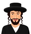 Orthodox jewish man portrait with hat in a black suit. Jerusalem Royalty Free Stock Photo