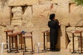 Orthodox Jewish man praying at Western Wall in Jerusalem, Israel Royalty Free Stock Photo
