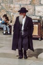 Orthodox jewish man prays at the Western Wall Royalty Free Stock Photo