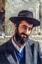 Orthodox jewish man prays at the Western Wall Royalty Free Stock Photo