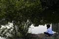 Orthodox Jewish pilgrims pray on the bank of lake near the tomb of Rabbi Nachman while celebrating Rosh Hashanah, Jewish