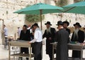 Orthodox jews pray at the Western Wall in Jerusalem