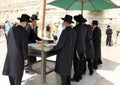 Orthodox jews pray at the Western Wall in Jerusalem Royalty Free Stock Photo
