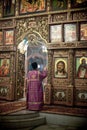 Orthodox liturgy with bishop Mercury in Moscow Royalty Free Stock Photo