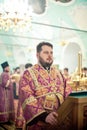 Orthodox liturgy with bishop Mercury in Moscow Royalty Free Stock Photo