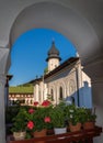 Orthodox monastery architecture in Agapia city, Moldavia, Romania